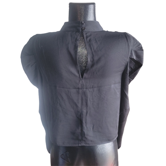 Revamped Black Puff Long Sleeve Cropped Top M - Picture 5 of 6